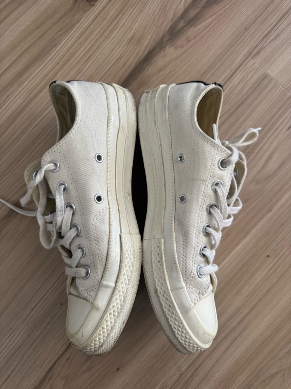Comme des Garcons / Converse Cream Canvas Low-Top Sneakers - Picture 4 of 6